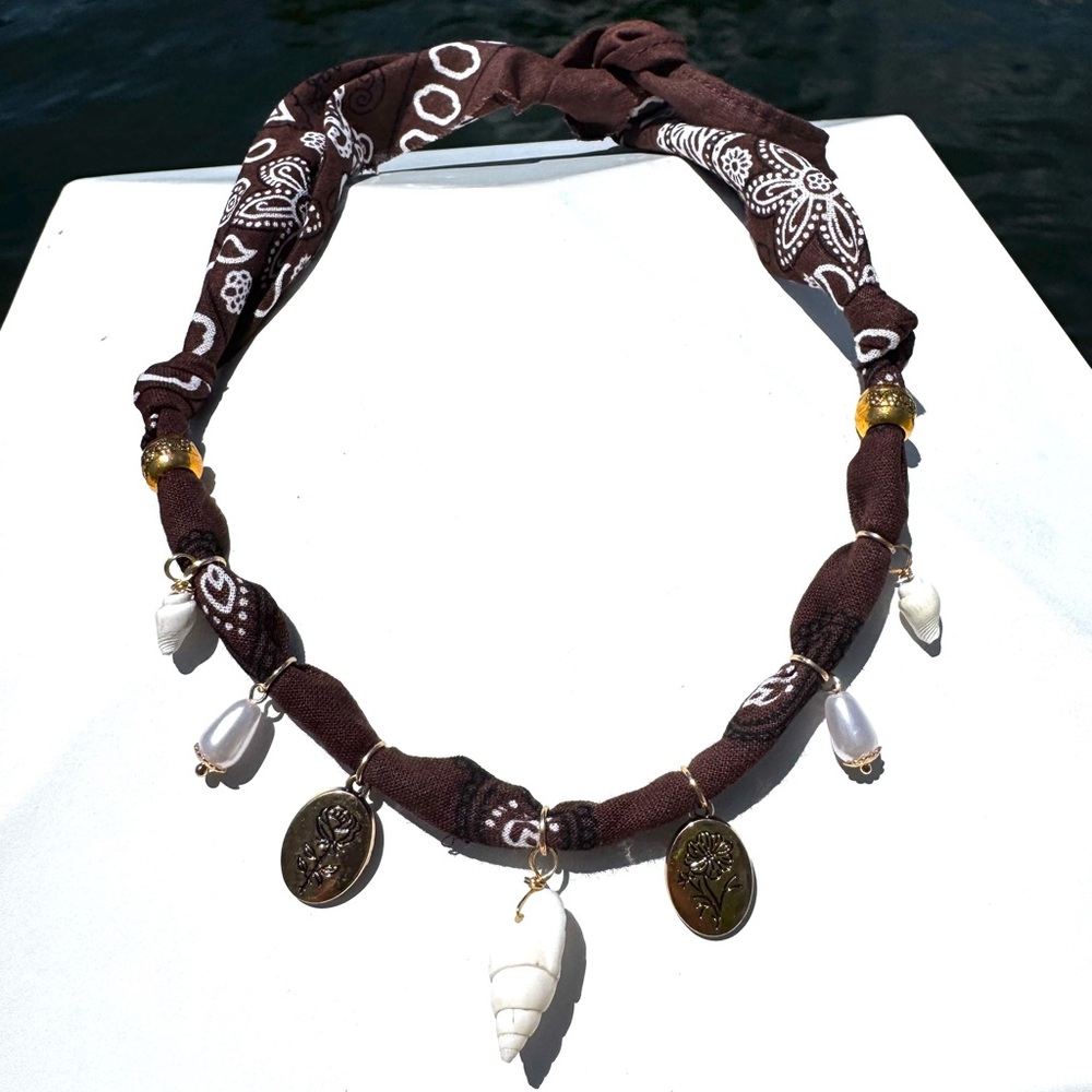 Brown and White Beaded Necklace